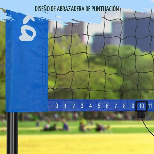 Vista 7 de Juego de red combinada de voleibol y bádminton de 20 pies para exteriores para patio trasero y playa con postes ajustables, red duradera