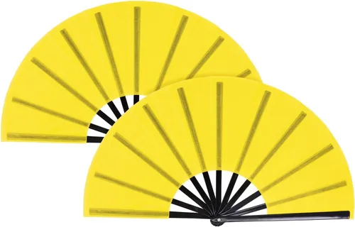 Vista 7 de Nydotd Paquete de 2 ventiladores plegables de mano para fanáticos rave, tela de nailon plegable para hombres y mujeres, línea de actuación, danza