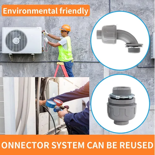 Vista 4 de Conector hermético de líquido de 2 pulgadas, conector de conducto eléctrico no metálico, conector de conducto flexible de PVC (2 unidades, 90 grados)