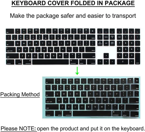 Vista 3 de Funda de teclado de silicona para teclado Apple Magic con teclado numérico MQ052LL/A (A1843) Diseño de EE. UU. Ultra Thin Protector Skin (negro)