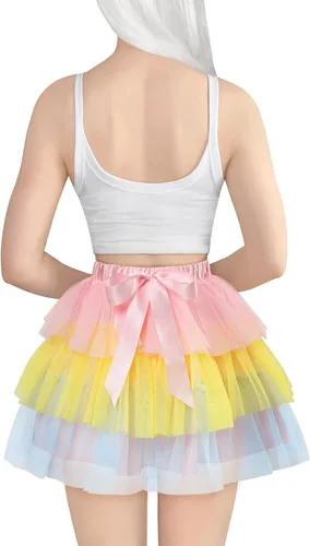 Vista 3 de Littleforbig Falda corta de bailarina de tul de malla para mujer, tutú de ballet con burbujas