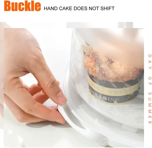 Vista 9 de TOPINCN Funda portadora de tartas, portador portátil para cupcakes con tapa y asa, recipiente redondo para tartas, bandeja del desierto, caja
