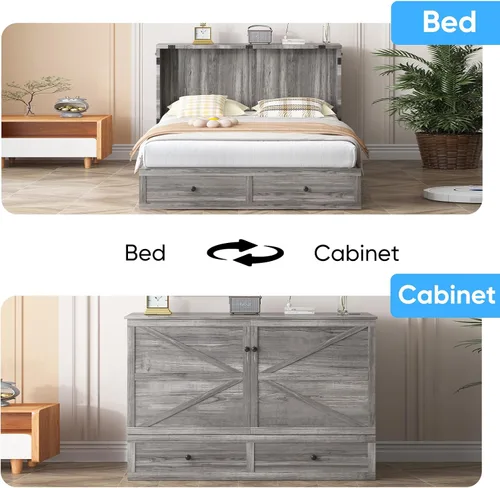 Vista 7 de Mjkone Murphy - Cama de armario con colchón plegable de tres pliegues