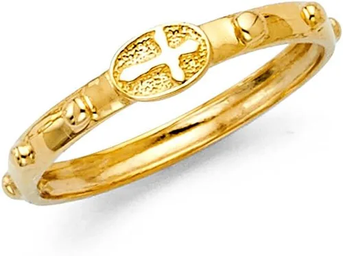 Vista 2 de Rosario religioso de oro blanco o amarillo de 14 k de 0.079 in