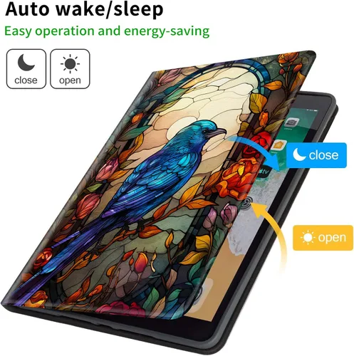 Vista 3 de Funda para tablet Kindle Fire 7 2019/2017 lanzamiento 9ª/7ª generación 7 pulgadas, ligera, protectora de piel sintética, cubierta inteligente