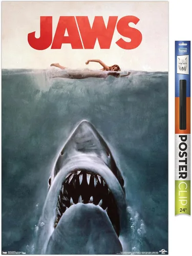 Vista 13 de Trends International Jaws - Póster de pared de una hoja, 14.725 x 22.375 pulgadas, versión con marco de madera tipo granero
