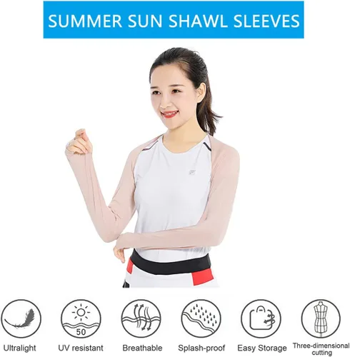 Vista 5 de 4 piezas de protección UV, chal de sol, manga de enfriamiento para brazo con orificio para el pulgar para mujeres y hombres, ciclismo, conducción