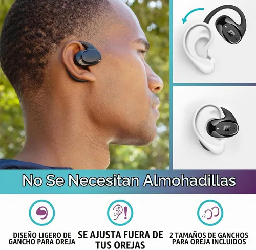 Vista 7 de MEE Audio AirHooks Pro - Auriculares deportivos inalámbricos con Bluetooth, cómodos, resistentes al sudor, sin aislamiento, para entrenamientos