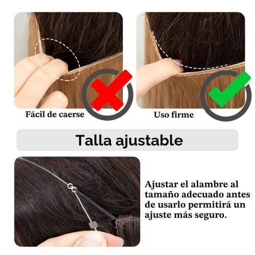 Vista 4 de SARLA Extensiones de cabello con alambre invisible con 3 clips, postizo sintético corto, ondulado, rizado, diadema ajustable transparente
