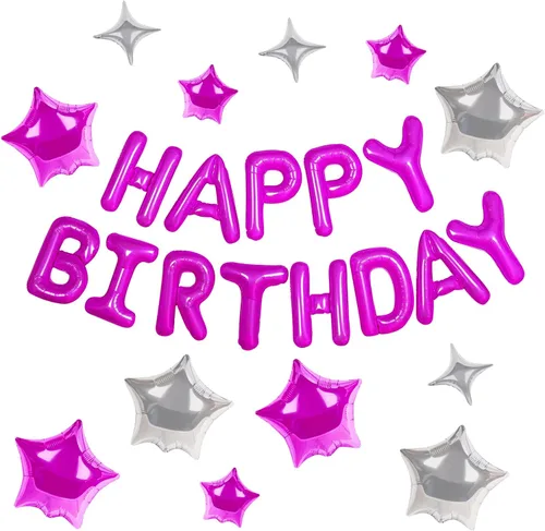 Vista 11 de CANREVEL Cartel de feliz cumpleaños, 13 letras de papel de aluminio de Mylar de 16 pulgadas, decoraciones de fiesta de cumpleaños para niños
