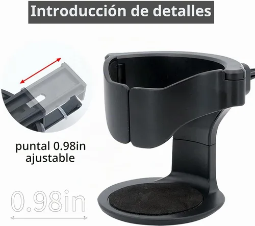 Vista 5 de 1 pieza de soporte para vaso para automóvil, soporte portátil de ABS ajustable con varilla de carga antideslizante universal para ceniceros