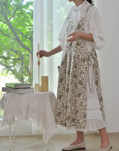 Vista 6 de Delantales para mujer, lindo delantal de talla grande con bolsillos, cocina, cocina, Navidad