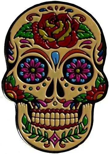 Vista 10 de Dia De Los Muertos - Marcador de pelota de golf y clip para sombrero de rosa roja BandSkull