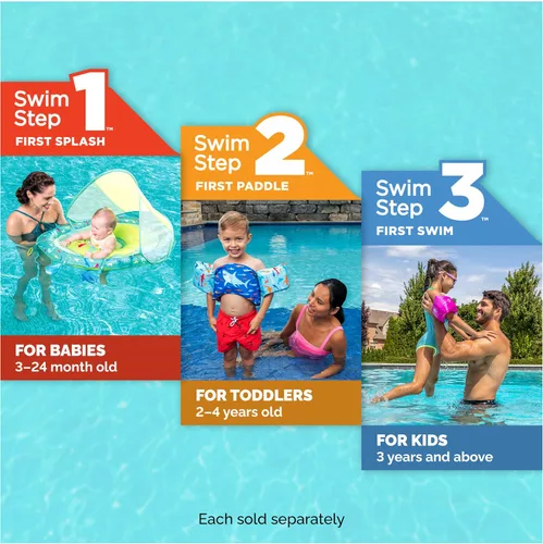 Vista 6 de SwimWays Power Swimr - Chaleco de natación para piscina al aire libre para niños, flotador ajustable para entrenamiento de natación, sirena rosa