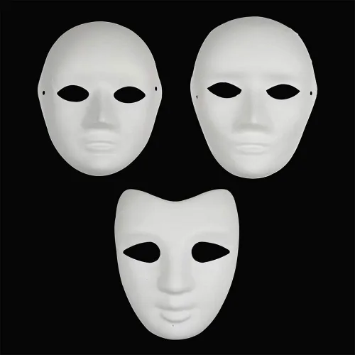 Vista 5 de 12 máscaras de papel maché de papel blanco, máscaras de cara completa, máscara pintable en blanco, disfraz para Mardi Gras, cosplay, baile