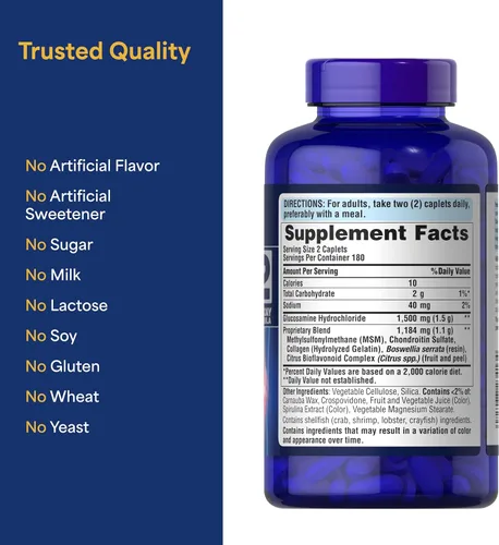 Vista 6 de Puritan's Pride Glucosamina, condroitina y MSM Joint Soother-2 por día Formula, tableta Suplemento dietético para la salud de las articulaciones