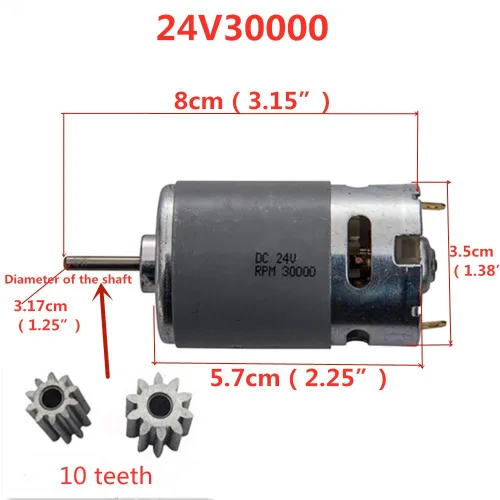 Vista 2 de 2 piezas de 24 V 30000 RPM motor eléctrico para niños, 24 V 30000 RPM, accesorio de motor de accionamiento de motor de motor de motor para automóvil