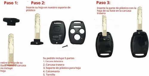 Vista 5 de Horande Funda de repuesto para llavero Honda 2003-2014 Accord 2005-2006 CR-V Ridgeline 2006-2013 Civic 2009-2015 Pilot sin llave
