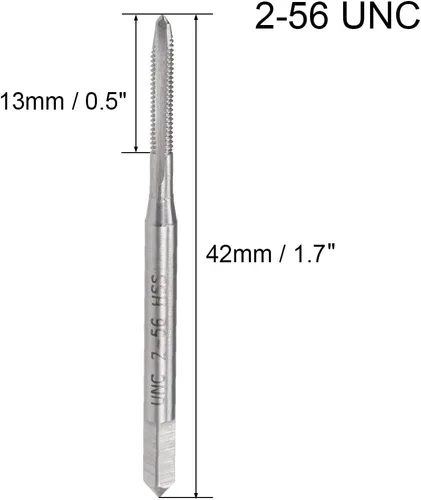 Vista 2 de uxcell Macho 2-56 UNC Rosca 2B Tornillo de acero de alta velocidad Taps Roscado Herramienta de roscado