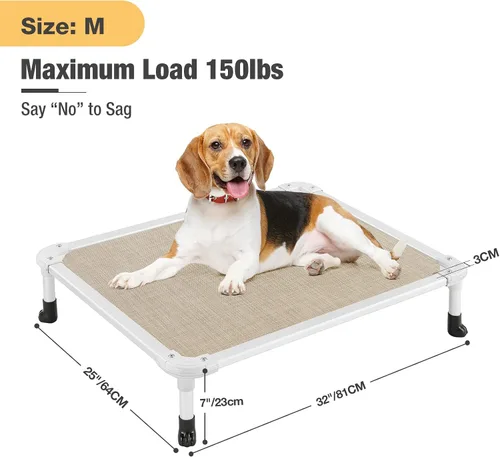Vista 3 de Veehoo Cama elevada para perros a prueba de mordidas - Cuna elevada refrescante para mascotas - Marco de aluminio plateado y tela de malla