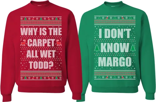 Vista 19 de Wild Bobby Why is The Carpet All Wet Todd Margo - Sudaderas con gráfico de Navidad para parejas