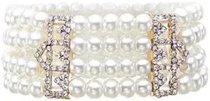 Vista 4 de Cizoe (ad) - Juego de accesorios de estilo Gatsby de la década de 1920, para mujer, diadema de estilo flapper, tocado, collar, guantes