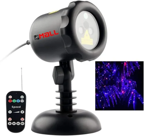 Vista 7 de LedMall láser con luces rojas y verdes y led azul con control remoto y luces de Navidad, para jardín y paisaje