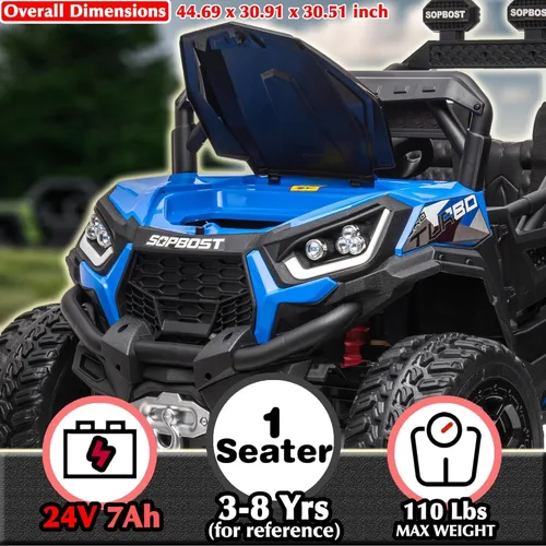 Vista 7 de Sopbost vehículo utilitario 24 V premium 4x4 con control remoto para niños, camión eléctrico todoterreno con neumáticos de goma EVA, cambio entre