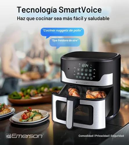 Vista 7 de Emerson Freidora de aire SmartVoice de 5.3 cuartos de galón, más de 1000 comandos de voz, cocina digital 6 en 1, diseño compacto de encimera, cocina