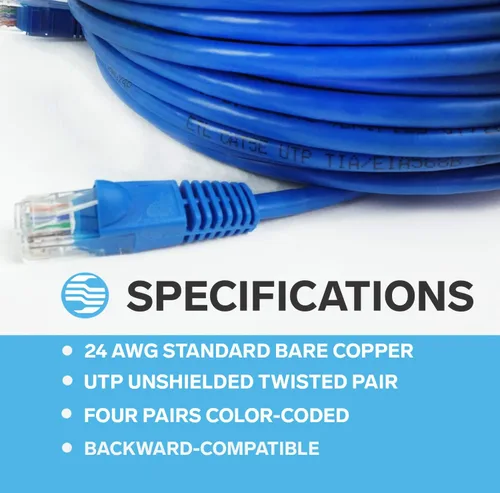 Vista 5 de Steren Cable de conexión Cat. 5E UTP 308-600BL de 300 pies de molde enrasado