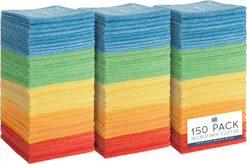 Vista 13 de S&T INC. Paquete de 50 paños de limpieza de microfibra, toalla de microfibra a granel para el hogar, toallas de microfibra reutilizables