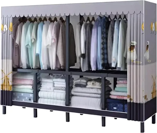 Vista 22 de Armarios grandes Armario portátil Armario con áreas para colgar Armario de metal de acero Armario de ropa Armario para colgar Dormitorio Armario