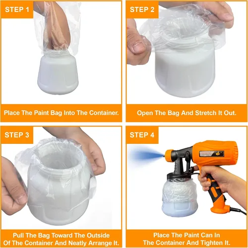 Vista 5 de 50 revestimientos para vasos rociadores de pintura, bolsas de pulverización de pintura desechables de 7.8 x 11.8 pulgadas, revestimientos