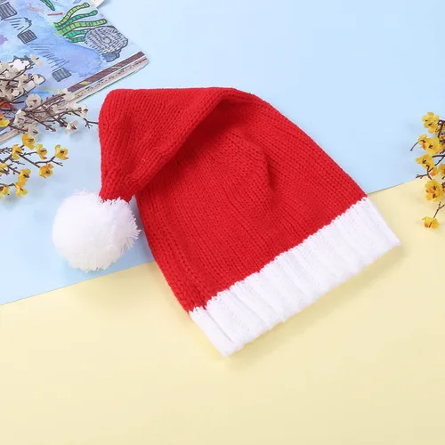 Vista 4 de 2 gorros de punto de Navidad para padres e hijos, gorro de Papá Noel para adultos, bebés, invierno, cálido, gorro de calavera para fiestas