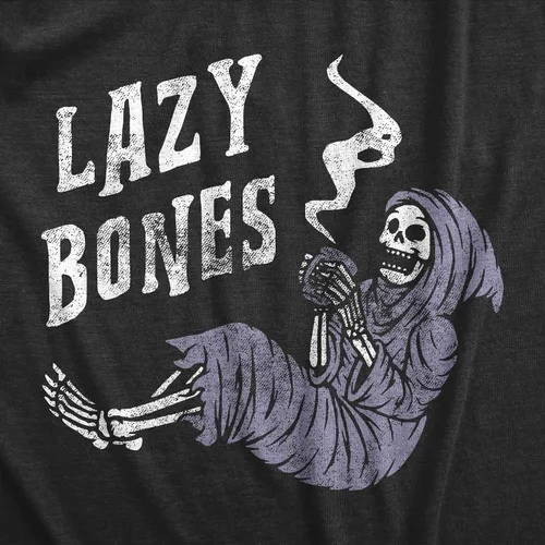 Vista 2 de Camiseta de huesos perezosos para hombre, divertida y relajante y espeluznante camiseta de esqueleto de Halloween para chicos