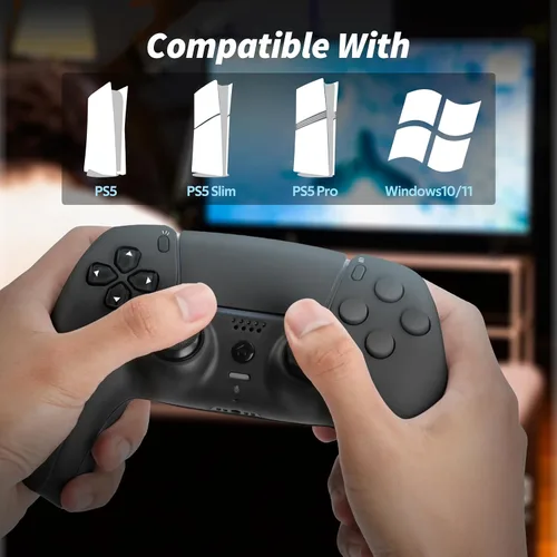 Vista 7 de Gatoo Wireless Controller Compatible with PS5/PS5 Slim/PS5 Pro with1500mAh Battery, Dual Vibration, 3.5mm Audio Jack, 6-Axis Motion, Speaker (Black)