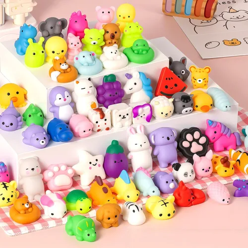 Vista 3 de Paquete de 25 juguetes esponjosos, mini mochi squishies para niños, lindos juguetes esponjosos, juguetes sensoriales suaves, juguetes esponjosos
