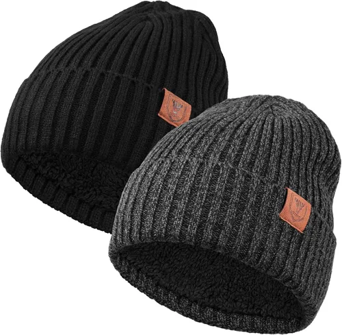 Vista 10 de OZERO Gorro de Punto de Invierno, Gorro Térmico Grueso de Forro Polar para Hombres y Mujeres