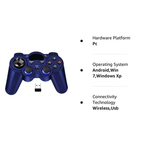 Vista 6 de USB Wireless Gaming Controller Gamepad for PCLaptop Computer(Windows XP7810) & PS3 & Android & Steam (Blue)