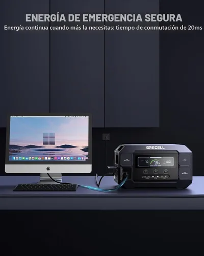 Vista 5 de GRECELL Estación de Energía Portátil 2200W Generador Solar 1126Wh Paquete de Batería LiFePO4 con Carga AC de 1200W y Carga Solar de 800W, Carga