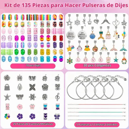 Vista 4 de Kit de fabricación de pulseras de Sofier para niñas, caja de joyería, kit de fabricación de joyas, regalos para niñas de 4 a 12 años, juguetes