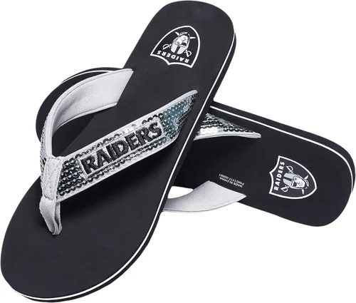 Vista 28 de FOCO Womens NFL Team Logo Sequin Strap Sandals Flip Flops