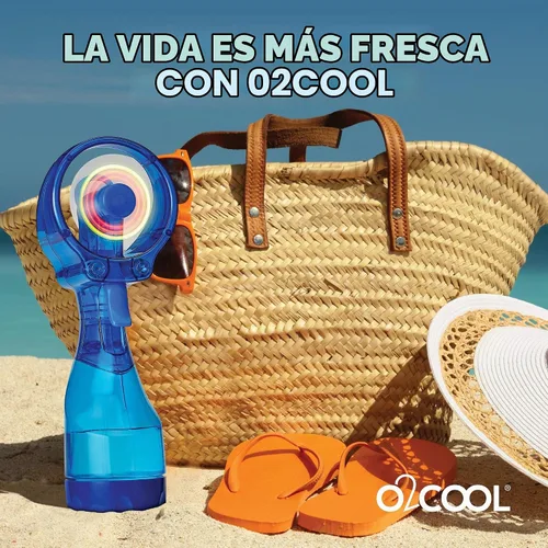 Vista 6 de O2COOL Ventilador de nebulización de mano LED Deluxe con batería Raspberry