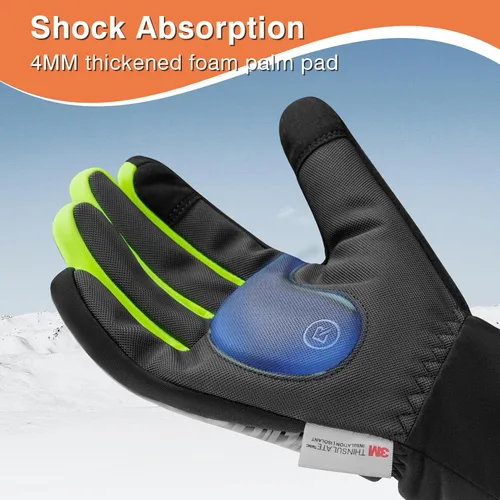 Vista 3 de ROCKBROS Guantes de invierno para clima frío, guantes de ciclismo para hombres y mujeres, resistentes al agua, pantalla táctil, resistentes al