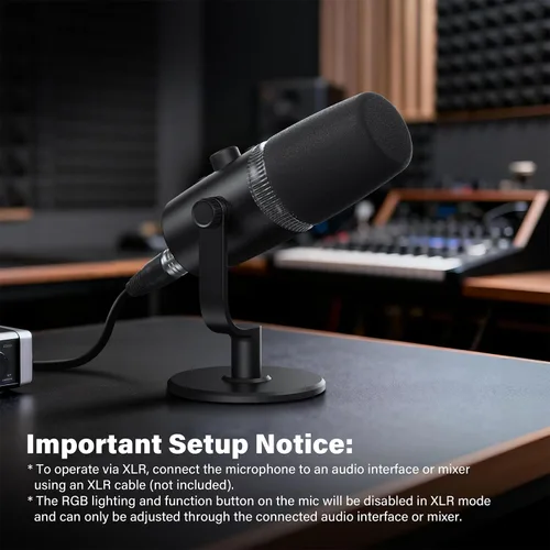 Vista 5 de Micrófono dinámico USB/XLR para juegos Streaming Podcast Grabación PC Mic