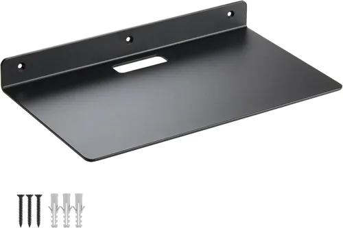 Vista 11 de Pequeño estante flotante – 6 pulgadas, soporte de pared de metal negro, estantes flotantes de pared para router, cámara, plantas, baño, cocina
