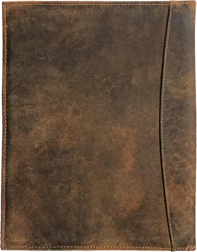 Vista 5 de Carpeta de conferencia de cuero A4 Organizador profesional para hombres y mujeres Portafolio de cuero duradero hecho a mano con ranuras