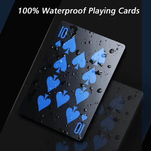 Vista 2 de 2 barajas de cartas de plástico resistentes al agua, color negro, de alta calidad, para jugar póquer profesional, baraja de cartas de lujo