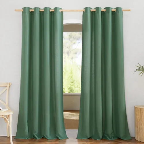 Vista 65 de NICETOWN - Cortinas de lino angora para ventana de cocina sobre el fregadero, con ojales, lino grueso angora, tratamientos cortos para ventanas