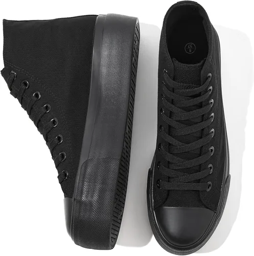 Vista 8 de FRACORA - Tenis de lona con plataforma blanca para mujer Negro